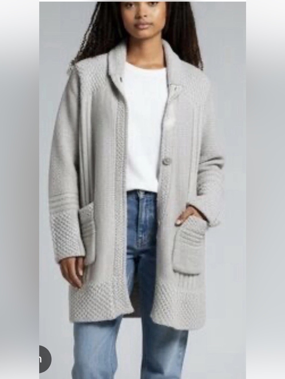 prAna Elsin Sweater Coat Light Gray Knit Long Shawl Collar Cardigan Medium